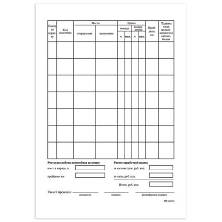 Бланк Путевой лист л/а А5 100шт BRAUBERG 1/20 (Клиент)