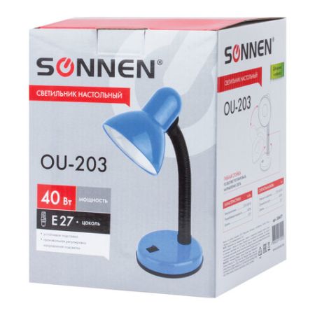 Светильник настольный SONNEN OU-203 на подставке цоколь Е27 синий 1/20 (Клиент)