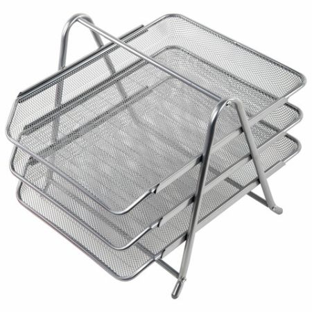 Лоток горизонтальный металл для бумаг 3 секц, А4 267х355х295мм BRAUBERG 1/10 (Клиент)