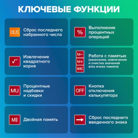 Калькулятор настольный BRAUBERG EXTRA-12-WR (206x155мм) 12разр дв питание КРАСНЫЙ 1/20/40 (Клиент)