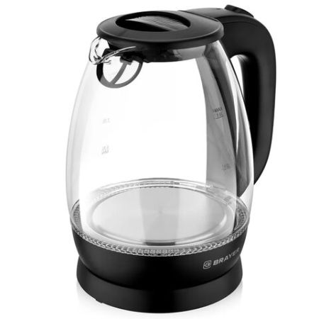 Чайник BRAYER BR1026 1,8л 2200Вт закрытый нагревательный элемент стекло черный 1/6