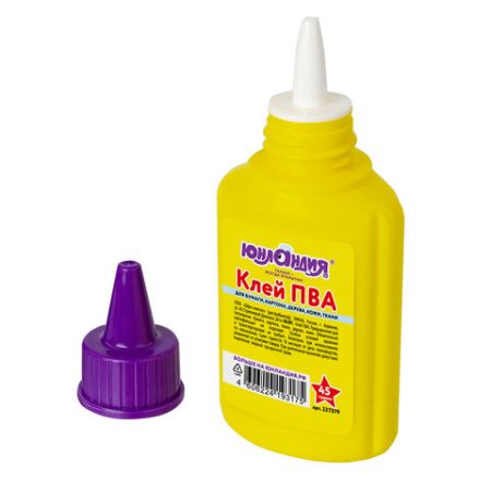 Клей ПВА 45г бумага картон дерево ЮНЛАНДИЯ 1/80
