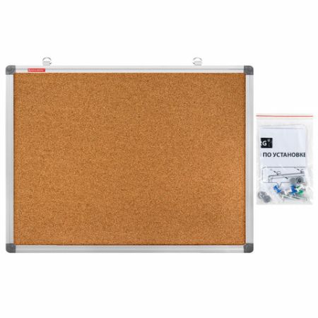 Доска пробковая 45х60см для объявлений алюмингевая рамка BRAUBERG 1/1 (Клиент)
