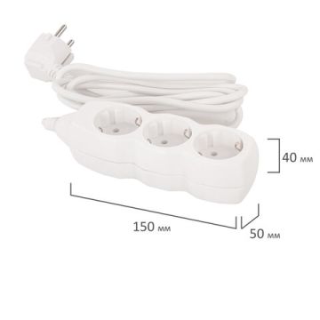 Сетевой фильтр 1,8м SONNEN U-131G 3 розетки с заземлением 10 А белый 1/40 (Клиент)