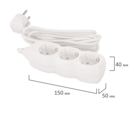 Сетевой фильтр 1,8м SONNEN U-131G 3 розетки с заземлением 10 А белый 1/40 (Клиент)