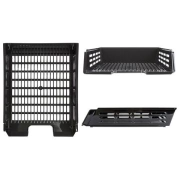 Лоток горизонтальный для бумаг сетчатый с пазами черный Basic Brauberg 1/14