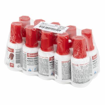 Клей ПВА 20г с кисточкой морозостойкий BRAUBERG 1/10/120