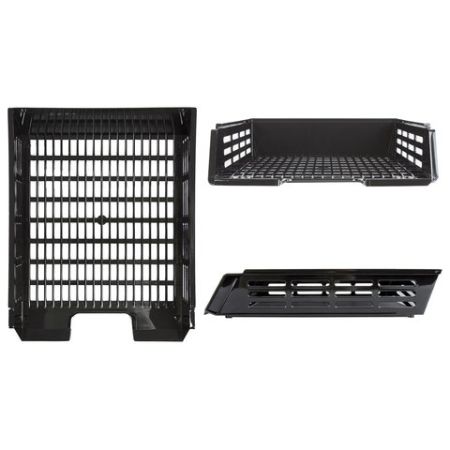 Лоток горизонтальный для бумаг сетчатый с пазами черный Basic Brauberg 1/14