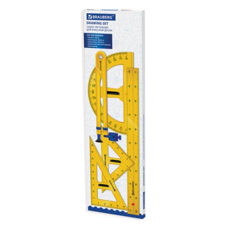 Набор чертежный для классной доски (2 треуг транспортир циркуль линейка 100 см) 1/10 (клиент)
