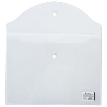 Папка-конверт с кнопкой BRAUBERG, А4, до 100 л, прозрачная, 0,15мм 1/15/90