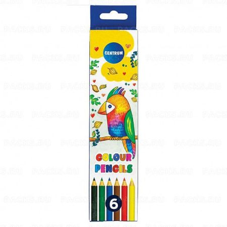 Карандаши цветные 06цв деревянные европодвес Centrum 1/24