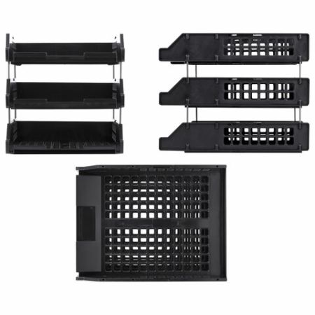 Лоток горизонтальный для бумаг 334х255х62271мм КОМПЛЕКТ 3 шт черные Brauberg GRAND OFFICE 1/4