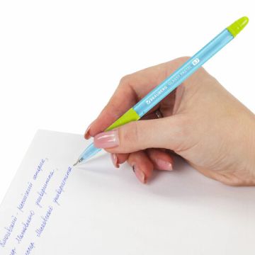 Ручка шариковая синяя масляная ассорти BRAUBERG GLASSY 1/12