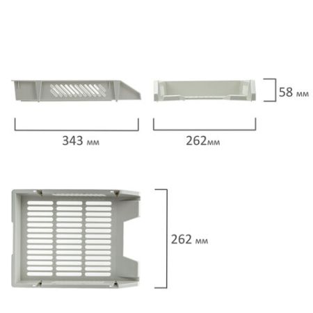 Лоток горизонтальный для бумаг 343х262х58мм серый BRAUBERG Office-Expert 1/20 (клиент)