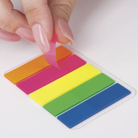 Закладки клейкие пластиковые 45х12мм 5цв х20л неон BRAUBERG 1/48/1152 (клиент)