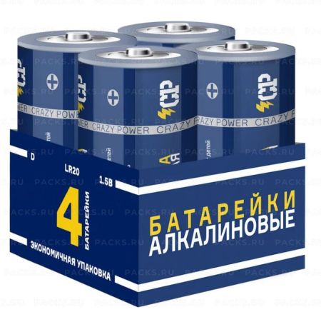 Элемент питания alkaline CRAZYPOWER D (LR20) в блист 1.5В 4/4