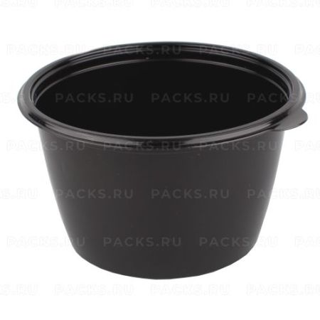 Контейнер ПП 750мл d-144 мм h-83,6 мм К-144 круглый суповой черный ПолиЭр 50/300