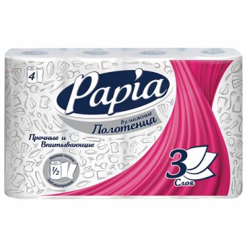 Полотенца бумажные рулон 3-сл (4шт) (4х11,2 м) 23х13 PAPIA белые 1/7