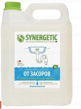 Средство жидкое 5л для прочистки канализационных труб дезин эффектом SYNERGETIC 1/4