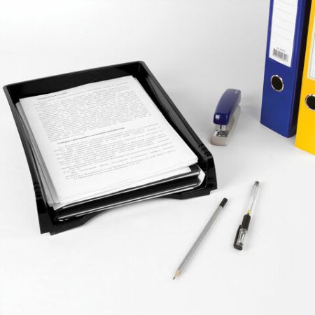 Лоток горизонтальный для бумаг 330х260х60мм черный STAFF Profit 1/20 (клиент)