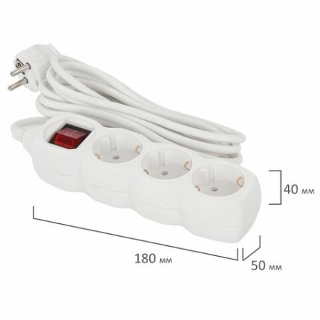 Сетевой фильтр 3м SONNEN U-133GS 3 розетки с заземлением выключатель10 А белый 1/20 (клиент)