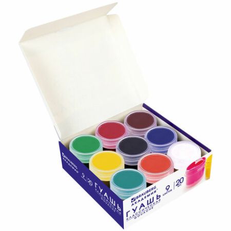 Гуашь 09цв 20мл Brauberg Академия Классик 1/24
