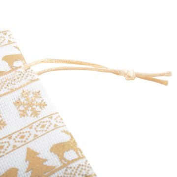 НГ Подарочный мешок текстильный лен фольга X-Mas Pattern 30х45см 1/10 (Клиент)