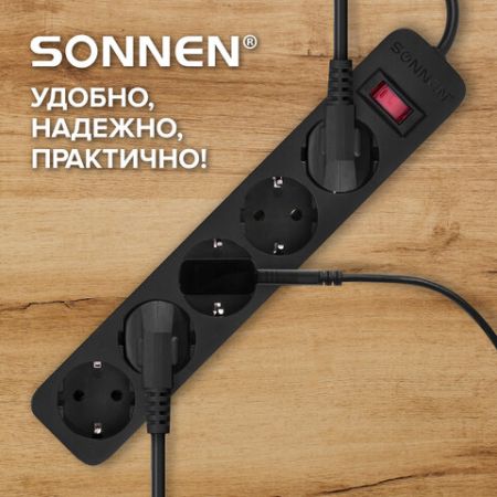 Сетевой фильтр 5м Sonnen SPB-505 5 розеток 10А с заземлением черный 1/35