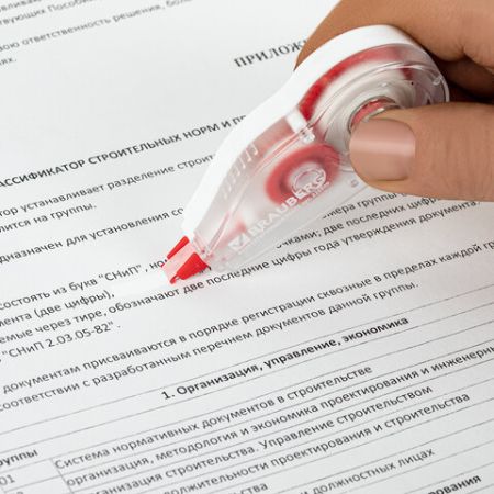 Корректирующая лента BRAUBERG 5мм х 6м, корпус красный, механизм перемотки, блистер, 226809 1/24
