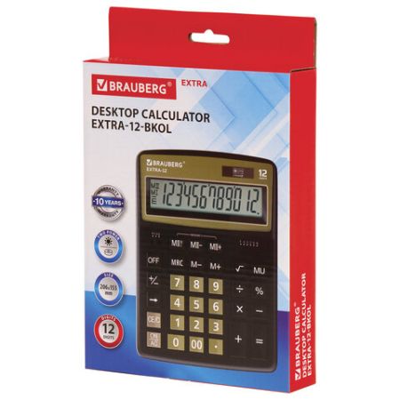 Калькулятор настольный BRAUBERG EXTRA-12-BKOL 12 разр двойное пит 206x155 мм 1/20