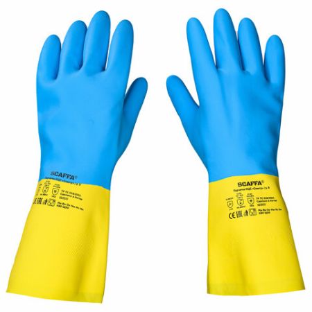 Перчатки спец латексно-неопреновые х/б напыление р9 L SCAFFA Спектр КЩС-1 1/12 (Клиент)