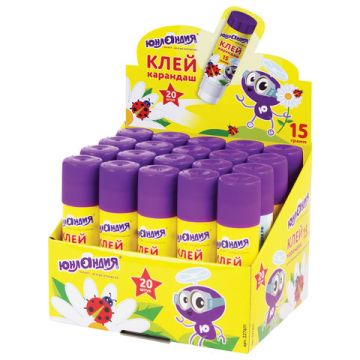 Клей-карандаш 15г улучшенный ЮНЛАНДИЯ 1/20