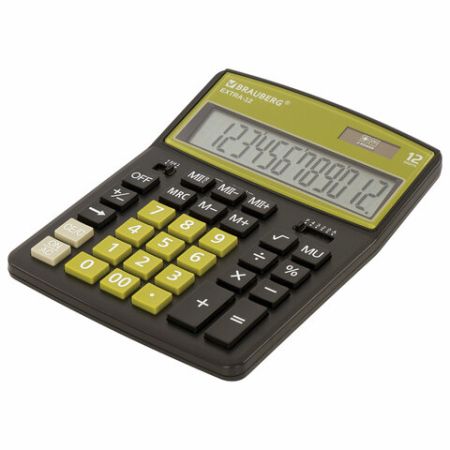 Калькулятор настольный BRAUBERG EXTRA-12-BKOL 12 разр двойное пит 206x155 мм 1/20