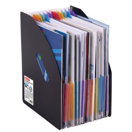 Лоток-органайзер вертикальный для бумаг 13 отд BRAUBERG DOCS А4 черный 1/18 (Клиент)