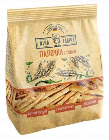 Продукты, Крендельки Nina Farina Бретцель палочки с солью 145г 1/16