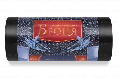 Мешок для мусора 200л рулон ПВД (90х130)-60 черный БРОНЯ ПРЕМИУМ 130г Ромашка (10шт) 1/8