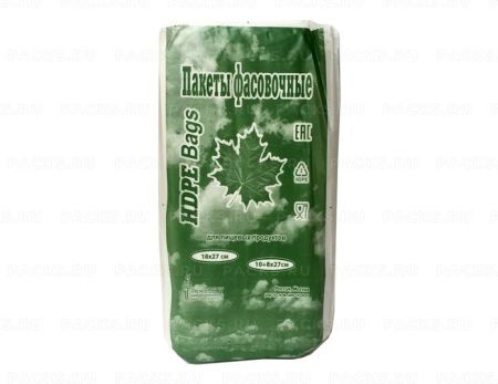 Пакет фасовочный Евро (10+8х27)-6 Робот (600) кленовый лист зеленый 1/20