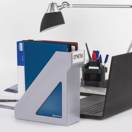 Лоток вертикальный для бумаг 265х100х285мм серый Brauberg 1/12