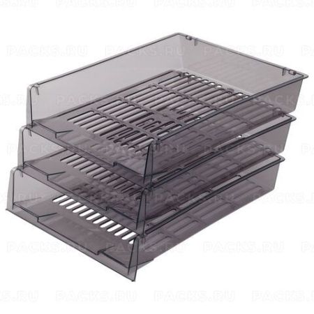 Лоток горизонтальный для бумаг 340х270х70мм (3шт) тонир серый Office Brauberg 1/1 