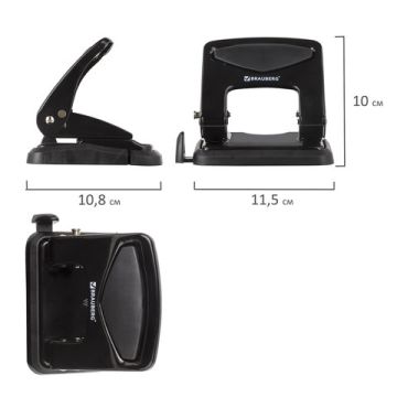 Дырокол на 35листов металлический черный BRAUBERG 1/48