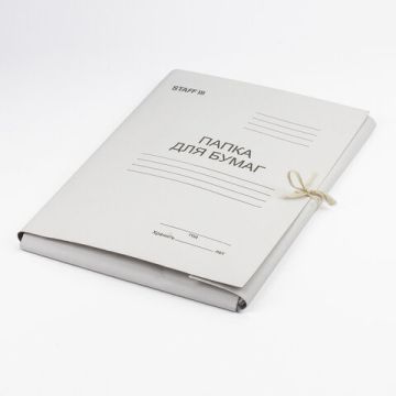 Папка для бумаг на завязках картон STAFF, гарант. пл. 310 г/кв.м. ПБ-400 на 200листов 1/200