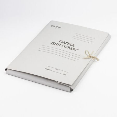 Папка для бумаг на завязках картон STAFF, гарант. пл. 310 г/кв.м. ПБ-400 на 200листов 1/200