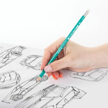 Карандаш ч/гр НВ пластиковый зеленый корпус с резинкой заточенный STAFF EVERYDAY BLP-GRN  1/50