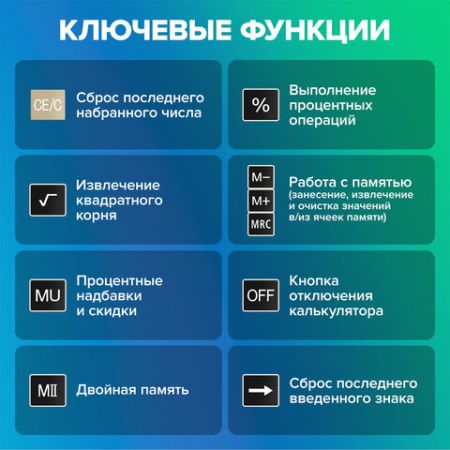 Калькулятор настольный BRAUBERG EXTRA-12-BKOL 12 разр двойное пит 206x155 мм 1/20