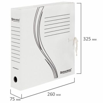 Накопитель документов Папка с завязками 75мм БЕЛЫЙ на 700л BRAUBERG 1/50 (клиент)